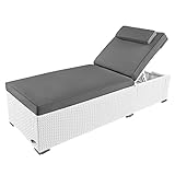 RS Trade Sonnenliege Verona High Weiss - Outdoor Liege mit beständigem Poly-Rattan-Geflecht -...