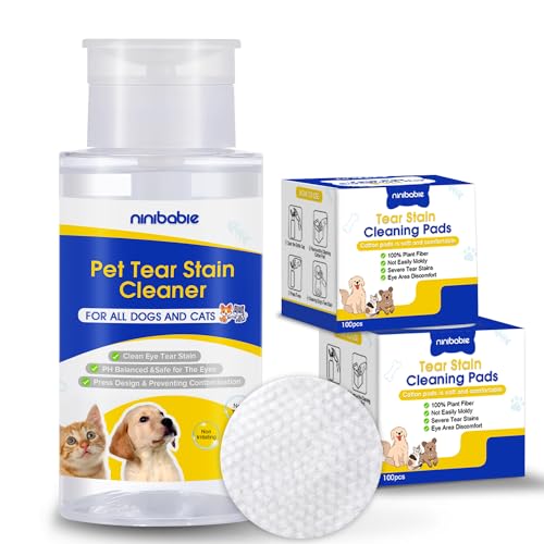 Tear Stain Cleaner for Dogs and Cats,Gently Remove Tear Stain,Eye Debris,Mucus Secretions with 200Pcs Eye Dry Wipes,Eye Cleaner Dry Pads,Not Easily Evaporated Tear Stain Cleaner for Dogs and Cats,Gently Remove Tear Stain,Eye Debris,Mucus Secretions with 200Pcs Eye Dry Wipes,Eye Cleaner Dry Pads,Not Easily Evaporated