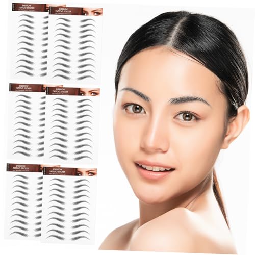 Mobestech 6 hojas Pegatinas de Cejas Impermeables Efecto Pelo Natural Fácil Aplicación y Retirada sin Dañar la Piel Paquete para Perfilado Femenino y Arreglo Rápido