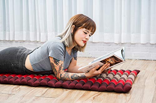Image of Leewadee - Foldable Floor Mattress - Japanese Roll Up Futon -Trifold Tatami Mat- Guest Floor Bed - Camping Mattress - Thai Massage Mat, Kapok Filled, 75 x 20 inches, Red