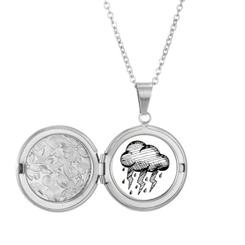 Collier médaillon peint main motif nuageux : bijou artisanal et idée cadeau