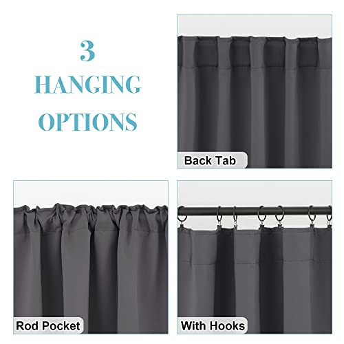 Image of RYB HOME Small Window Curtains - Blackout Insualting Privacy Curtains for Kids Bedroom Kitchen Bathroom Basement Cafe Cabinet Tiers Drapes, 34 Width x 30 Length, 2 Panels, Grey