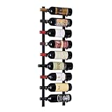 Wine Enthusiast N'FINITY 9 Bottle Wall Mounted Metal Wine Rack – Label Forward Wine Rack with Easy Installation - 3' Tall, 1 Column Deep (Black)