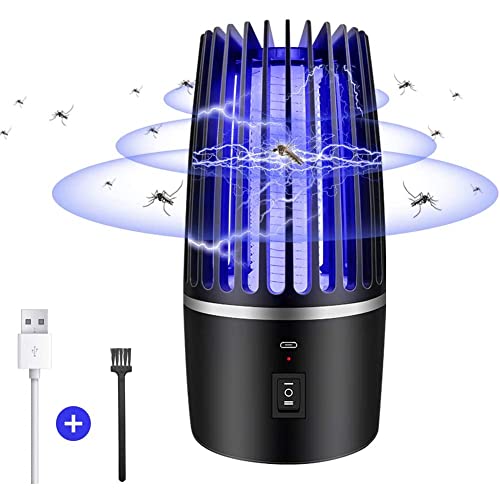 EHOTER Bug Zapper - Lámpara matamosquitos eléctrica, 4000 mAh, recargable por USB, matamoscas con luz nocturna, 360°, atrae insectos voladores para interiores y exteriores