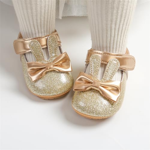 myppgg Baby Girls Mary Jane Flats Sparkly Bowknot Princess Dress Crib Shoes Non-Slip for Toddler First Walkers4