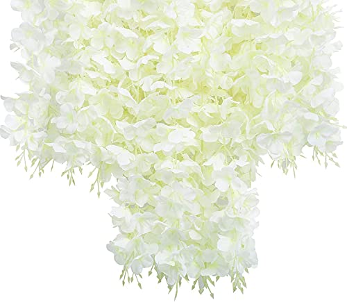Image of Silk, Plastic Artificial Hanging Wisteria Flower Vine, White - Pack of 6
