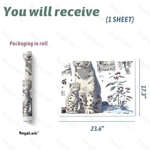 Vinilo Decorativo Leopardo de Nieve Blanca 60x44 cm miniatura 4