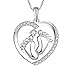 YL Mama Herz Halskette 925 Sterling Silber Baby Füße Anhänger Schmuck Geschenke für Damen Mama