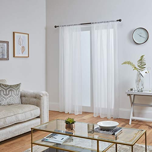 John Aird Lucy Voile Curtains - Rod Pocket Slot Top - Pair Net Curtains - 2 Panels (White, W 58" x L 108") - Image 2