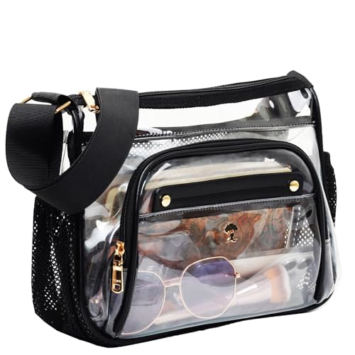 ESVAN Clear Crossbody Bag,Large Shoulder Bag For Stadium Events,Stadium Approved Clear Purses for Women with Adjustable Strap