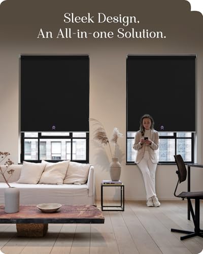 Persiana enrollable inteligente blackout 35"x72" negra miniatura 2