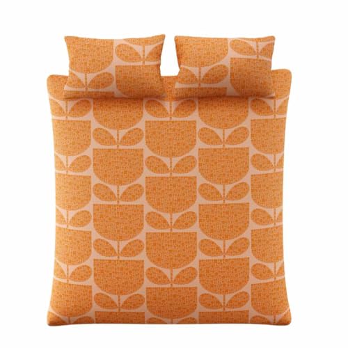 Orla Kiely Bedding - Block Garden Orange Sorbet 100% Cotton Duvet Cover Set 200 Thread Count (Double Duvet Cover Set: 200cm x 200cm) - Image 3