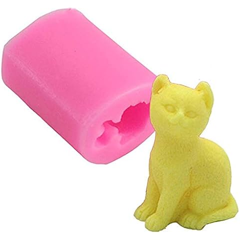 Suneast 3D Cat Cake Silicone Fondant Mold Chocolate Soap Baking Mould for DIY Decorating Candy Jelly Dessert Muffin Ice Cube - Pink Cover