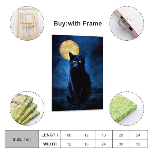 Chat noir de Monet et lune pour déco salon cosy