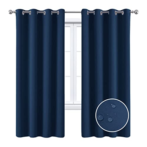 GOODLUKY Cortinas opacas térmicas, 132 x 160 cm, cortinas de exterior com ilhoses, proteção solar, cortina de privacidade para gazebo pérgula varanda, jardim, azul, 1 painel