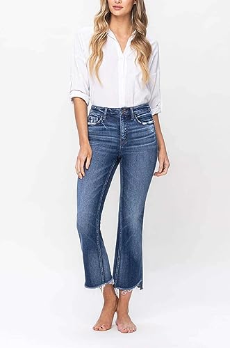 Flying Monkey- High Rise Crop Flare with Step Hem Detail Jean - F52454