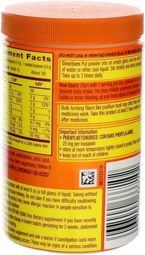 Image of Metamucil Daily Fiber Supplement /Therapy for Regularity, Sugar Free, Orange Smooth, 6.1 oz (Pack of 3)
