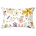 Lieson Funda de almohada decorativa, 1 funda de cojín rectangular de 12 x 20 cm, 30 x 50 cm, diseño de flores, fundas de cojín de sofá, color rosa, morado, amarillo, poliéster