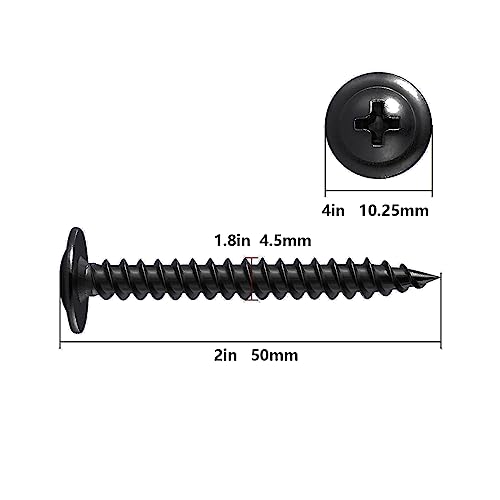 Image of (100 pcs) Wensilon #10x2 inch Black Phillips Truss Head Wood Screws Quick Metal Self Tapping