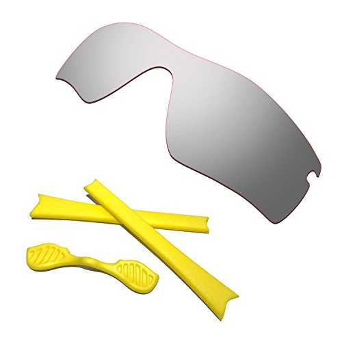 Lentilles argentées pour Oakley Radar Path et caoutchoucs jaunes pour le cyclisme