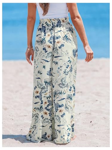 GORGLITTER Women's Wide Leg Pants Casual High Waist Floral Boho Pants Flared Trousers2