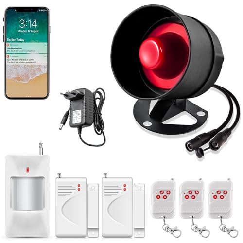 Allarme Casa Senza Fili 2.4GHz Wifi,115dB Forte Sirena con Telecomando e Sensori di Sicurezza Domestica per Porte e Finestre con Allarme Tuya Smart dell'app, Antifurto casa Garage Capannone Negozio