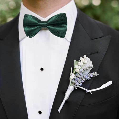 Image of DiBanGu Pre-Tied Bow Ties for Men Silk Adjustable Tuxedo Bowties Pocket Square Cufflinks Set with Lapel Pin Jacquard Woven
