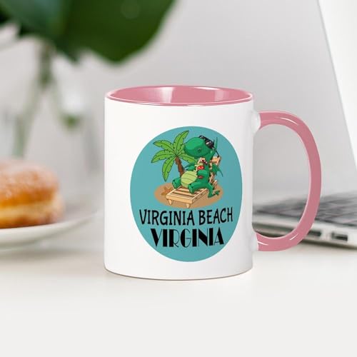 Taza de cerámica CafePress 11 oz blanca y rosa miniatura 4