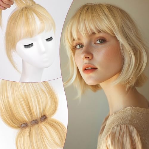 EMMOR Clip in Bangs, 100% Human Hair Bangs with 3