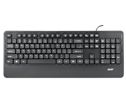 Acer OfficeKey Wired Keyboard with Palm Rest | Plug & Play USB 2.0 | Co-Pilot Shortcut Key | Rupee ₹ Symbol | 10M Keystroke Life | 104 Chiclet Keys | 