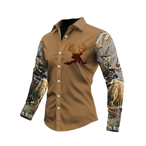 Men's Retro Casual Western Style Elk Print Contrast Color Shirt