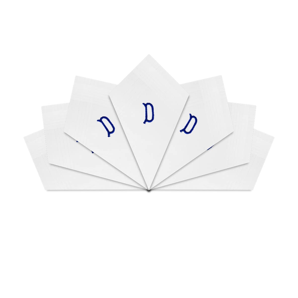 Warwick & Vance Unisex D 7 Pack Of Mens/Gentlemens White Satin Bordere Handkerchiefs With Blue Embroidere Initials, Letter