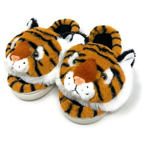ooohyeah Women’s Fuzzy Funny Animal Slides, Cute Non-Slip House Slippers for Women, Tiger Roar, M Cover