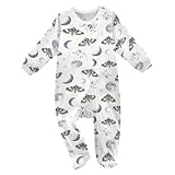 Emelivor Dreamy Butterfly Moons White Unisex Baby Newborn One-Piece Pajamas Cotton Infant Footed Pjs for Girls Boys Kids