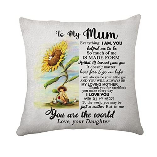 Housse de coussin pour maman, cadeau de la part de sa fille, cadeau de remerciement pour la fête des mères, anniversaire (To My Mum052) Cover
