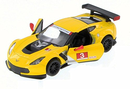 Kinsmart Chevy Corvette C7 Race Car #3, Yellow w/ Decals 5397D - 1/36 Scale Diecast Model Toy Car but NO Box