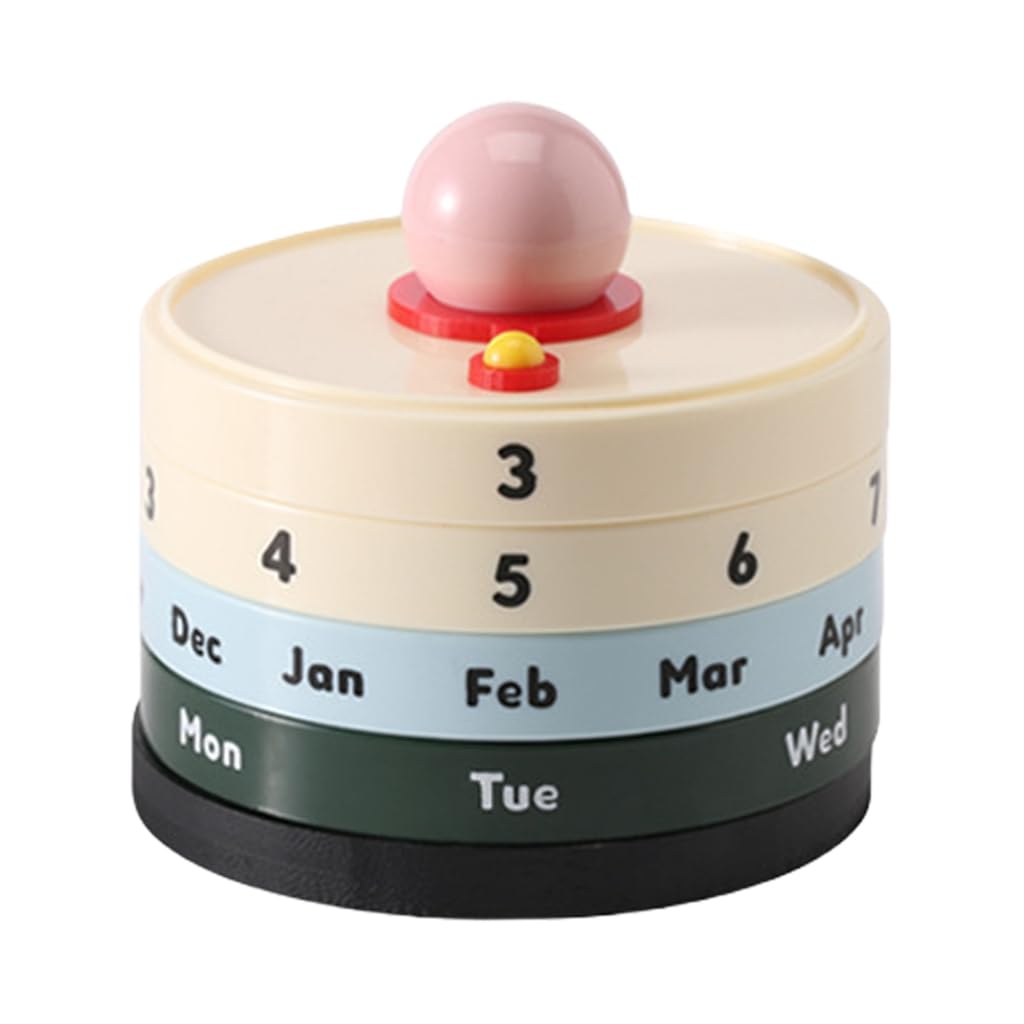 yanwuwa Creative Rotating Perpetuals Calendar Ornamentation Desk Date Week Month Display Unique Design Homes Office Decoration