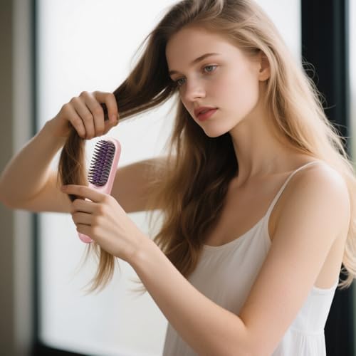 Lisseur de cheveux sans fil brosse 2 en 1 avec 3 températures réglables - 2