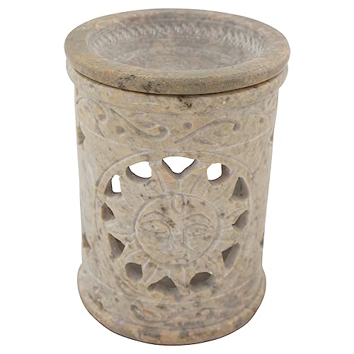 Quemador de esteatita, 11 cm de alto, con cuenco para aceites aromáticos, ideal para aceites esenciales y aromaterapia