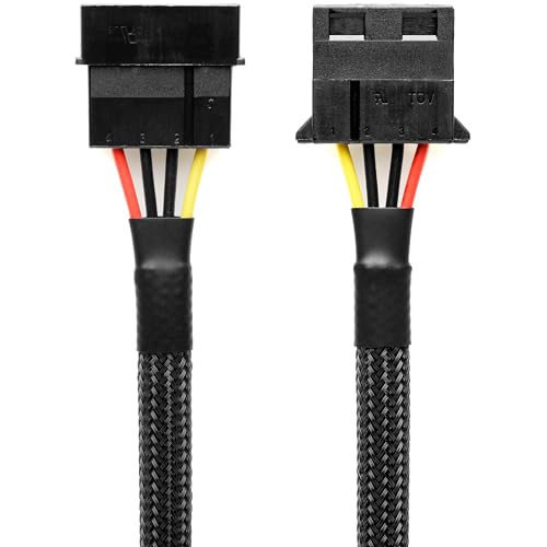 CRJ 4-Pin Peripheral Molex Extension Cable - 24-inch (60cm), Black Sleeved - Extend 4-Pin Peripheral Molex Power for Computer ATX Power Supplies