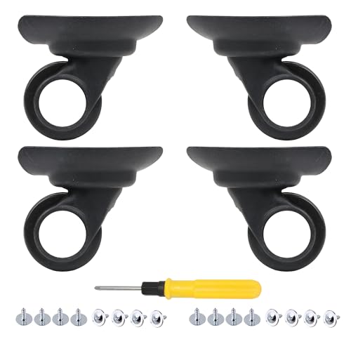 2 Pair Replacement Wheels for Luggage 360 Swivel Dual Suitcase Casters Roller Black (W003)
