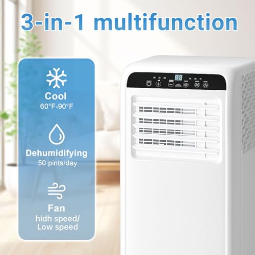 Image of Portable Air Conditioner, 10000BTU, 3-in-1 Air Conditioner Portable Up to 450 Sq.Ft. with Cool, Fan, Dehumidifier, Remote Control & Installation Kit, 24H Timer, Quiet Standing AC Unit