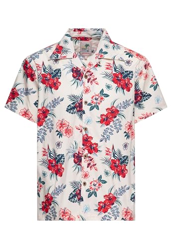 Chemise hawaïenne homme avec imprimé tropical hibiscus King Kerosin vêtement été vintage