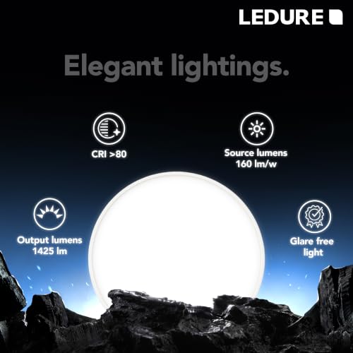 Image of LEDURE 15W Meta Surface Light | Round Surface-Mount Ceiling Light for Indoor Use |1200 Lumens Energy Efficient LED Downlight for Home, Living Room | Cool White | Pack of 1