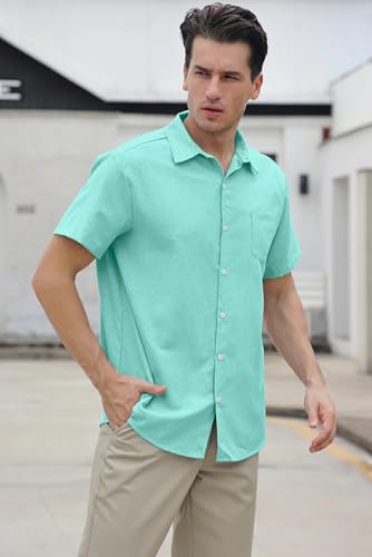 Image of SANGTREE Summer Button Down Shirts Cottn Tops for Men Women Boy Girl
