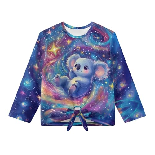 Girls Tops Tie Front Knot Long Sleeve Shirt Back to School Clothes