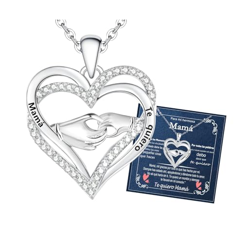 Gkmamrg Regalo Madre - Regalo Mama - Regalo dia de la Madre - Collar Mujer con Colgante de Corazón Plata con Zirconia Cúbica Regalo para Mamá Gkmamrg Regalo Madre - Regalo Mama - Regalo dia de la Madre - Collar Mujer con Colgante de Corazón Plata con Zirconia Cúbica Regalo para Mamá