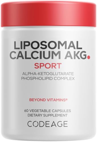 Codeage Liposomal Calcium AKG Supplement Alpha-Ketoglutarate 60 Capsules