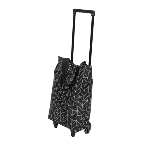 Carrito plegable con asa telescópica, carrito de compras ligero con ruedas, perfecto para el mercado y uso doméstico, marco negro