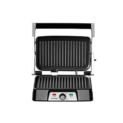 CONCEPT Hausgeräte GE2005 Elektrischer Edelstahl Kontaktgrill für BBQ, Teflon Antihaftfläche, 240 V, 1500 W, silber – Bild 6